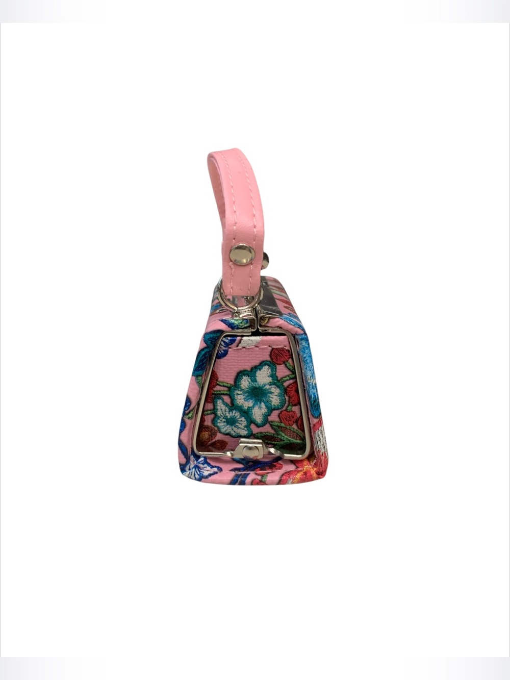 Mini Purse Lipstick Kiss Lock Clasp Pink Floral Print TikTok Viral - Picture 2 of 3
